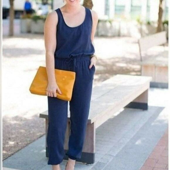 CAbi Pants - Cabi | French Navy Jumpsuit Romper With Drawstring Waist Size XS